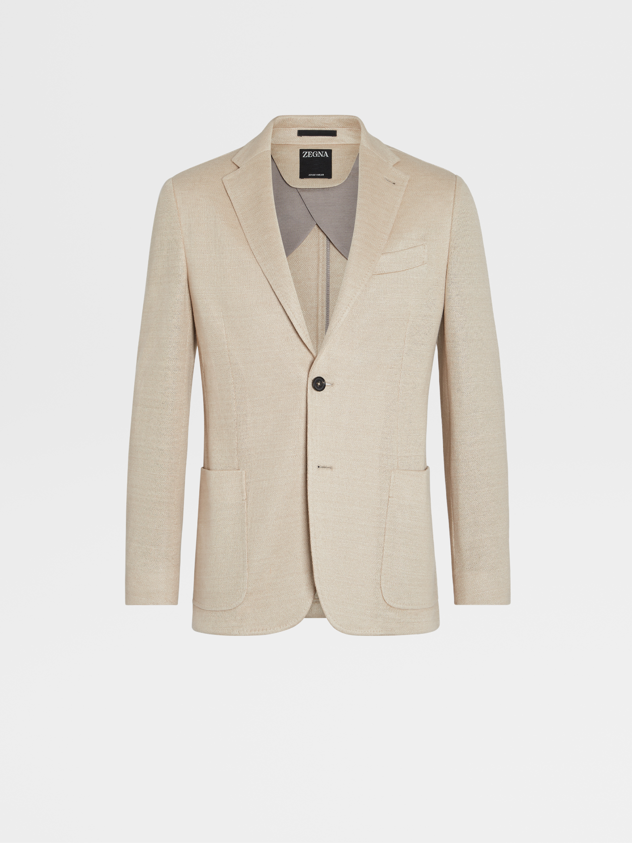 Chaqueta Camisera Jerseywear en Lino Color Beige Claro